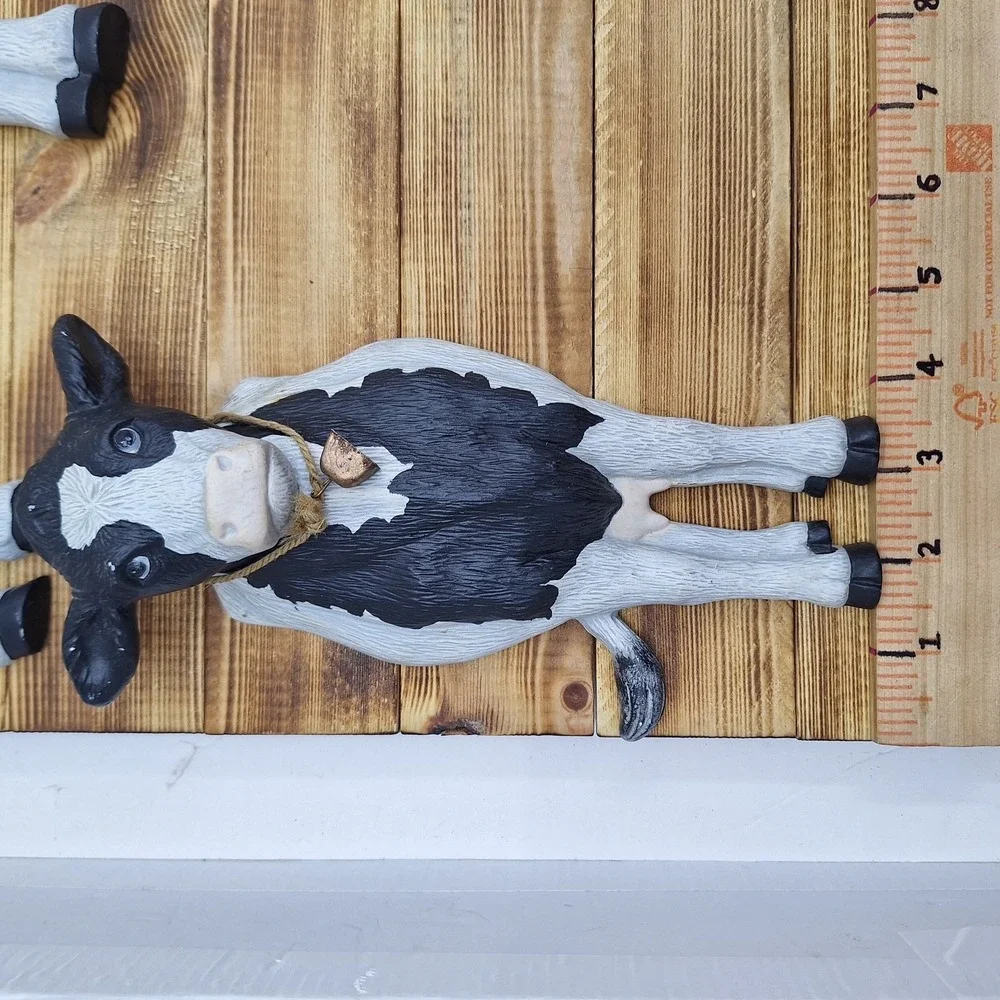 Vintage‎ Set Of 2 Black And White Cow Wall Decor Bells 3D Raised